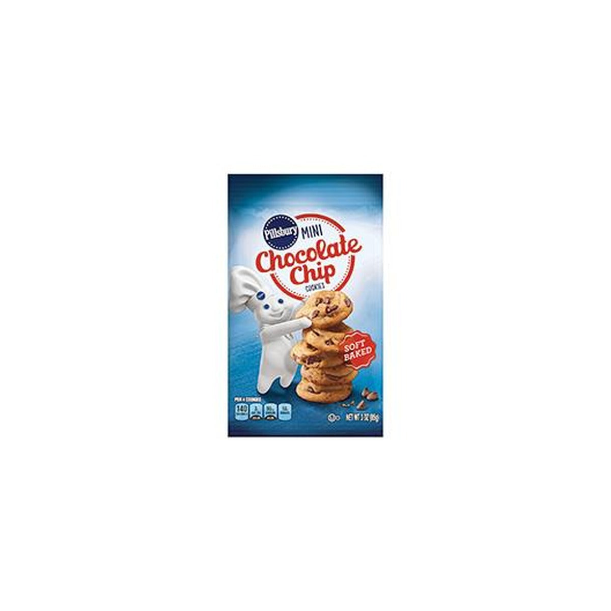 Pillsbury Soft Baked Mini Chocolate Chip Cookies 3oz 6ct pack — full package