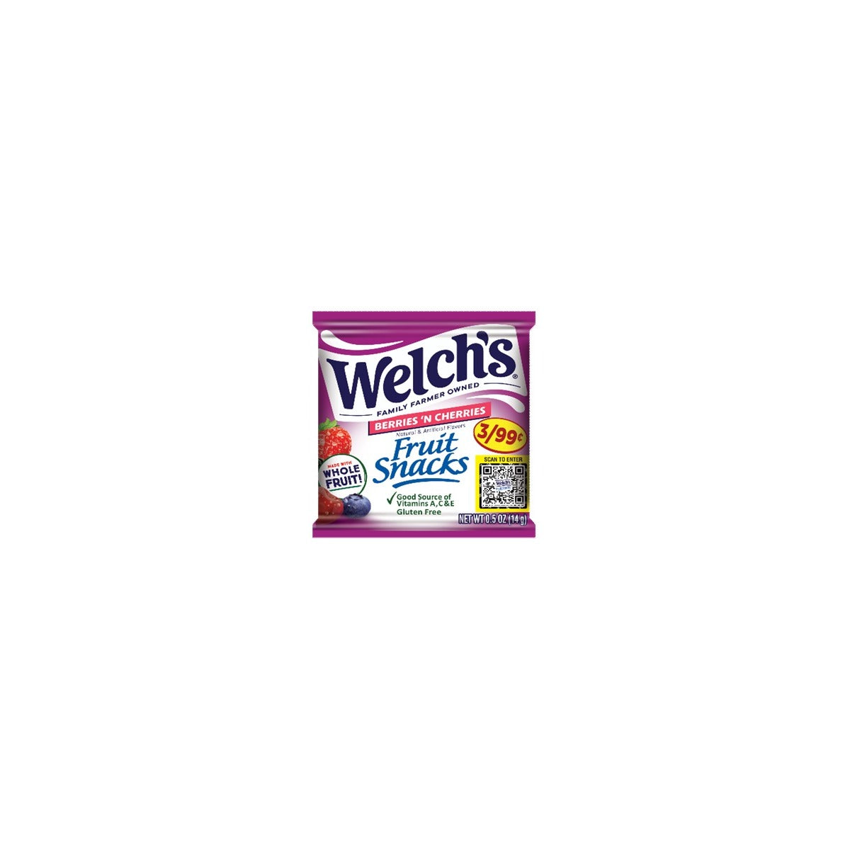 Welch's Fruit Snacks Berries 'n Cherries 0.5oz pack — full package