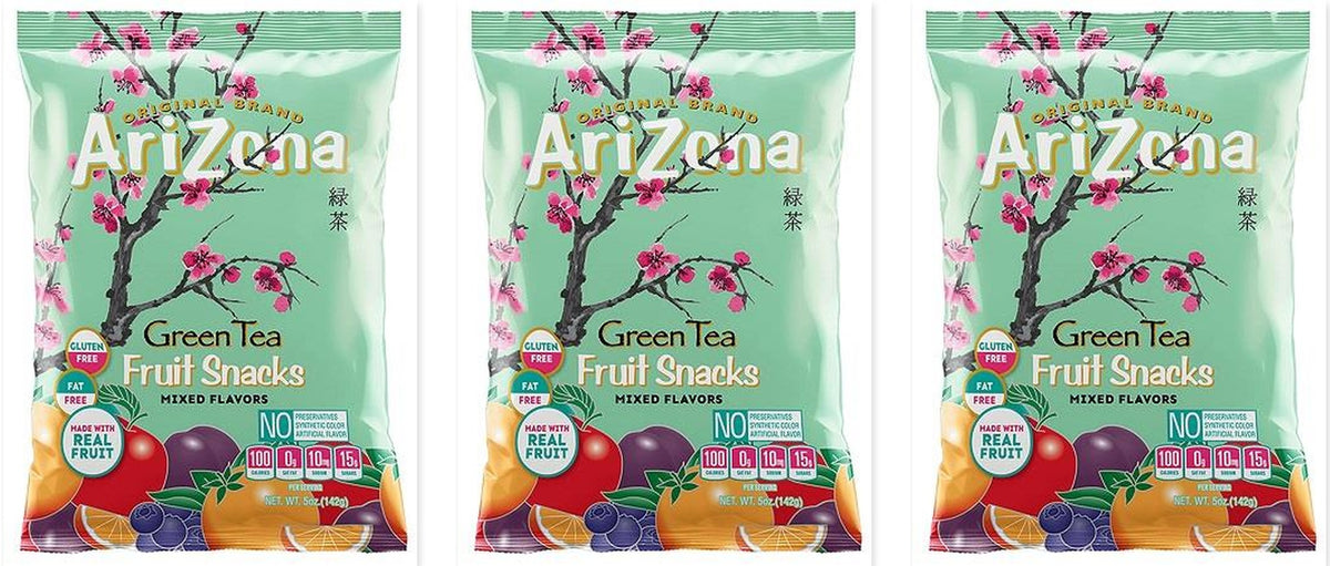 Arizona Fruit Snacks Green Tea 5oz 3-Pack — three single bags