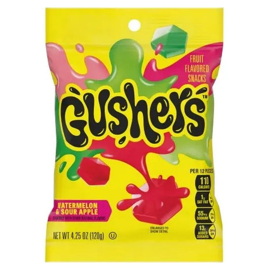 Gushers Watermelon Sour Apple 4.25oz Peg Bag pack — full package