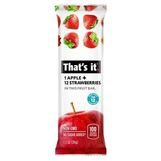 That's It Fruit Bar Apple + Strawberry 1.2oz 12ct pack — full package