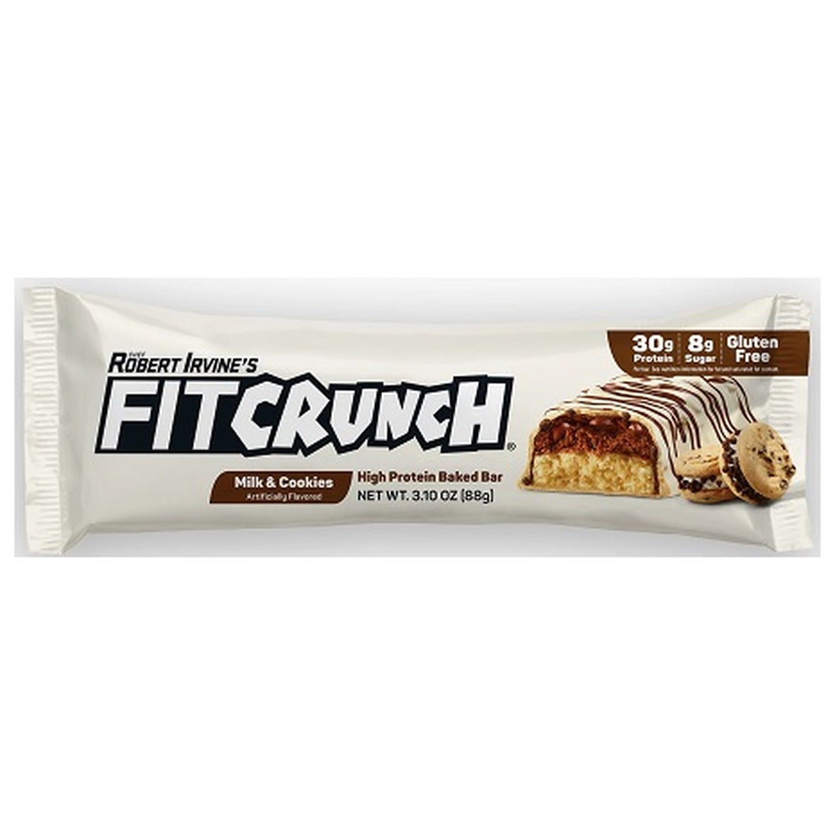 FitCrunch Protein Bar Milk & Cookies 3.1oz 12ct pack — full package
