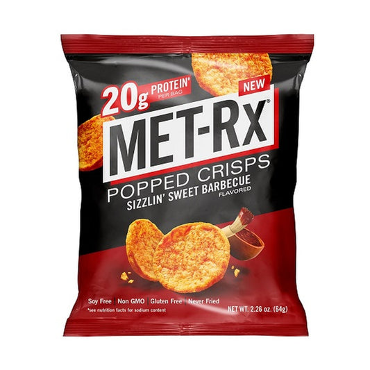 Met-Rx Popped Crisps Sweet BBQ 2.26oz pack — full package