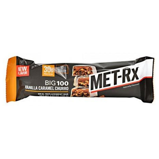Met-Rx Big 100 Vanilla Caramel Churro 3.52oz 9ct pack — full package