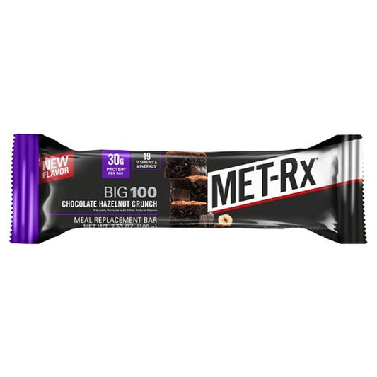 Met-Rx Big 100 Chocolate Hazelnut Crunch 3.52oz 9ct pack — full package
