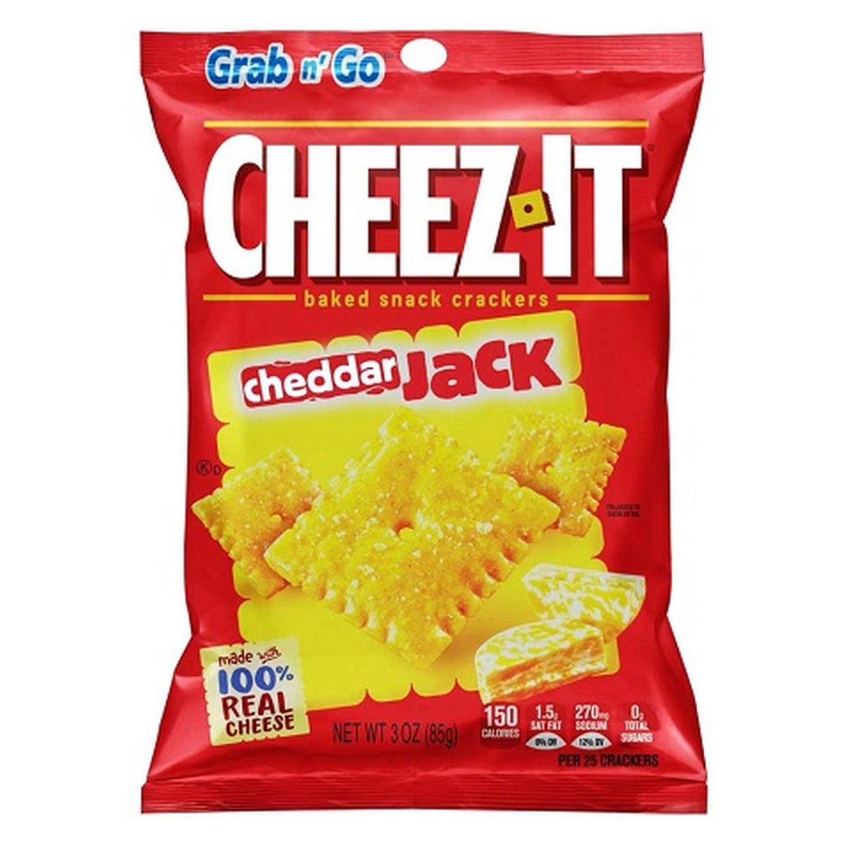 Cheez-It Cheddar Jack Baked Snack Crackers 3oz 6ct pack — full package