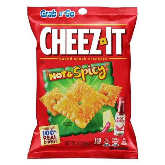 Cheez-It Hot & Spicy Baked Snack Crackers 3oz 6ct pack — full package