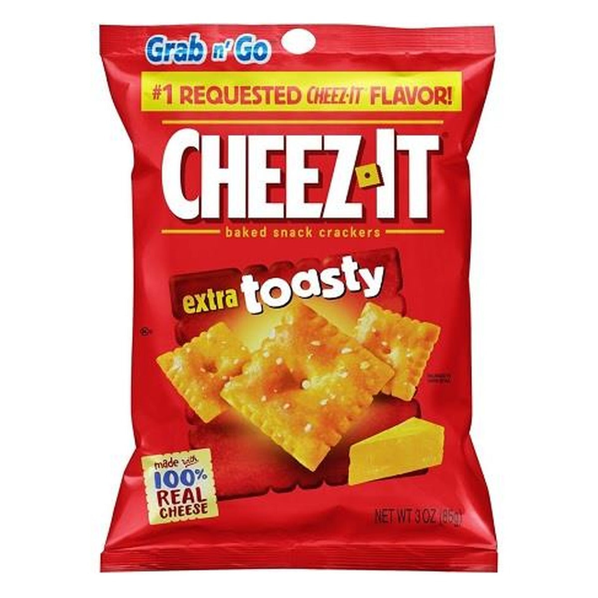 Cheez-It Extra Toasty Baked Snack Crackers 3oz 6ct pack — full package
