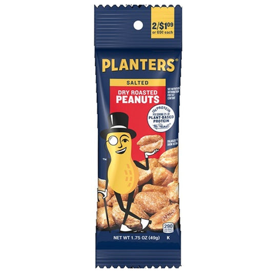 Planters Peanuts Dry Roasted Tube 1.75oz 18ct pack — full package