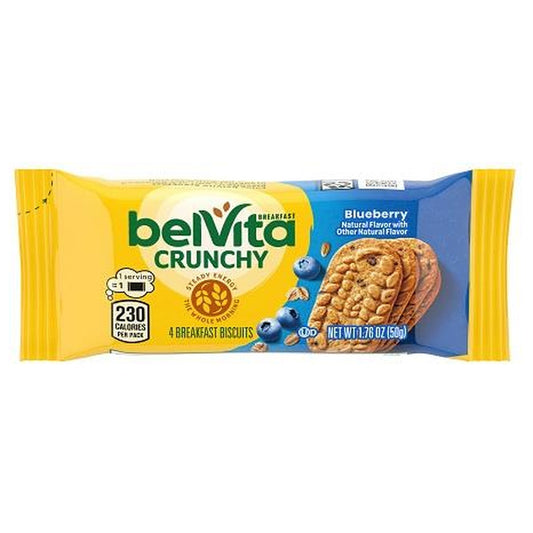 belVita Crunchy Blueberry Breakfast Biscuits 1.76oz 8ct pack — full package