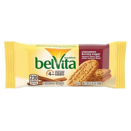 belVita Crunchy Cinnamon Brown Sugar Breakfast Biscuits 1.76oz 8ct pack — full package