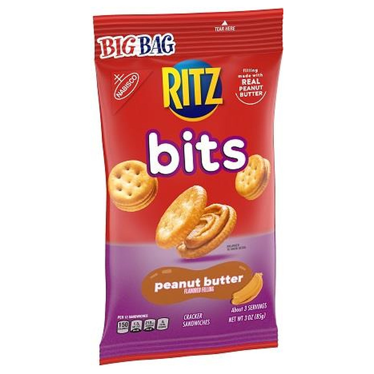 Nabisco Ritz Bits Peanut Butter 3oz pack — full package