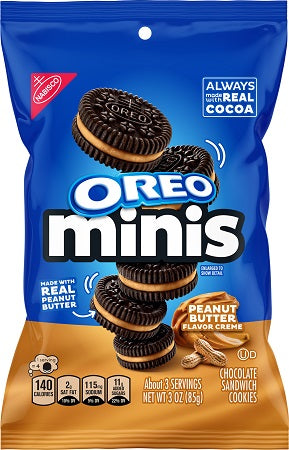 Oreo Mini Peanut Butter Creme Cookies 3oz Big Bags — pack