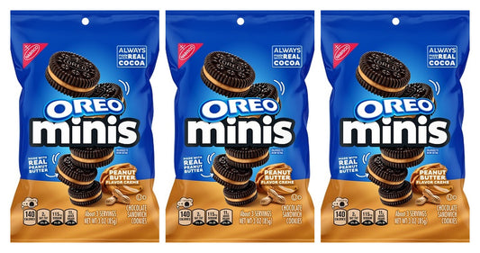Oreo Mini Peanut Butter Creme Cookies 3oz Big Bags — 3-Pack