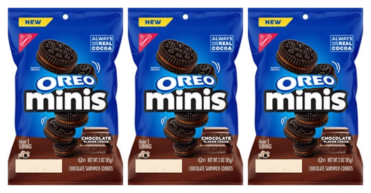 Oreo Mini Chocolate Creme Cookies 3oz Big Bags — 3-Pack