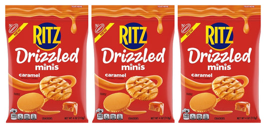 Ritz Drizzled Minis Caramel Crackers 4oz Big Bags — 3-Pack