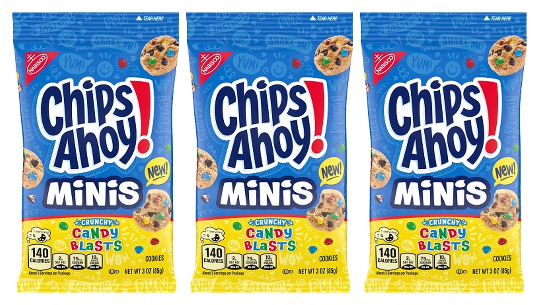 Chips Ahoy Mini Candy Blasts Cookies 3oz Big Bags — 3-Pack