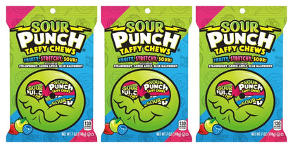 Sour Punch Taffy Chews 7oz Peg Bags — 3-Pack