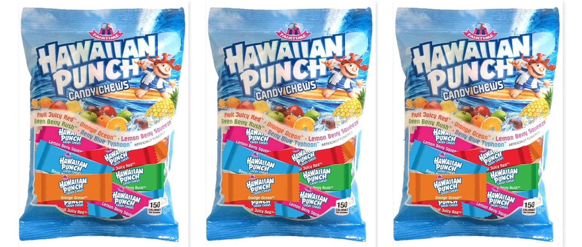 Hawaiian Punch Candy Chews 7oz Peg Bag 3-Pack — three single packs