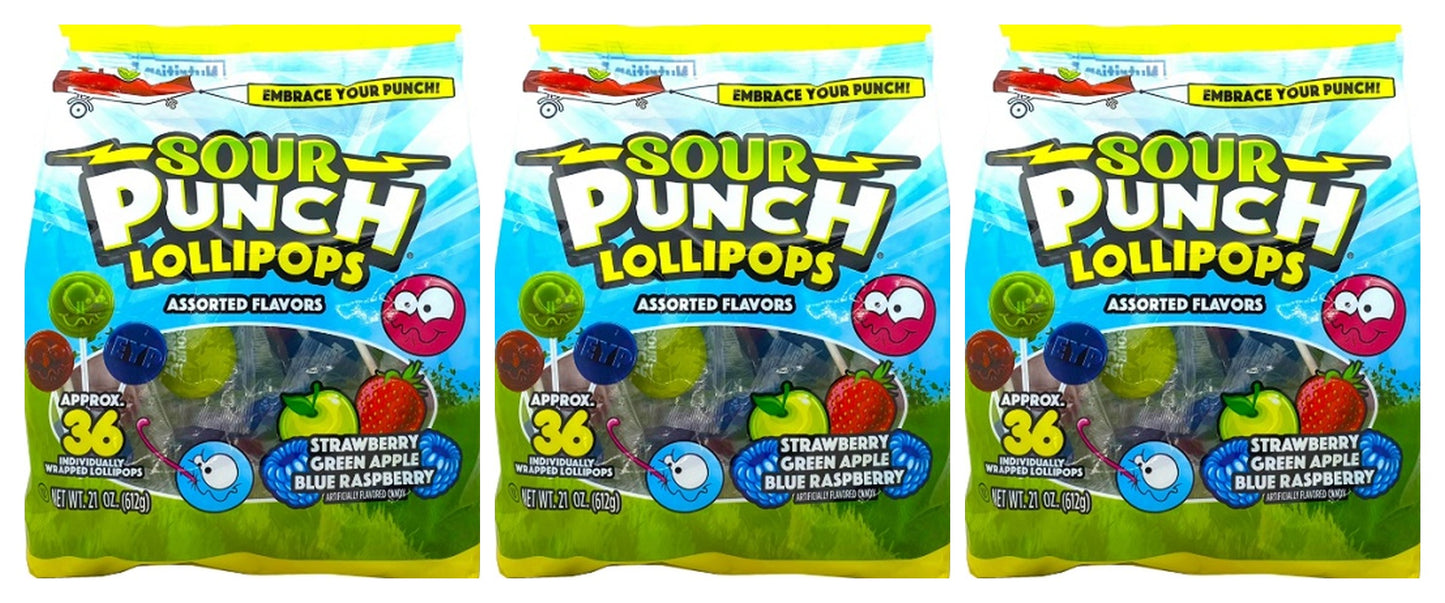 Sour Punch Lollipops Bag 21.5oz — 3-Pack