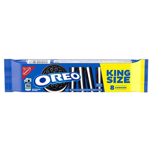 Oreo King Size Chocolate Sandwich Cookies 3.22oz 12ct pack — full package