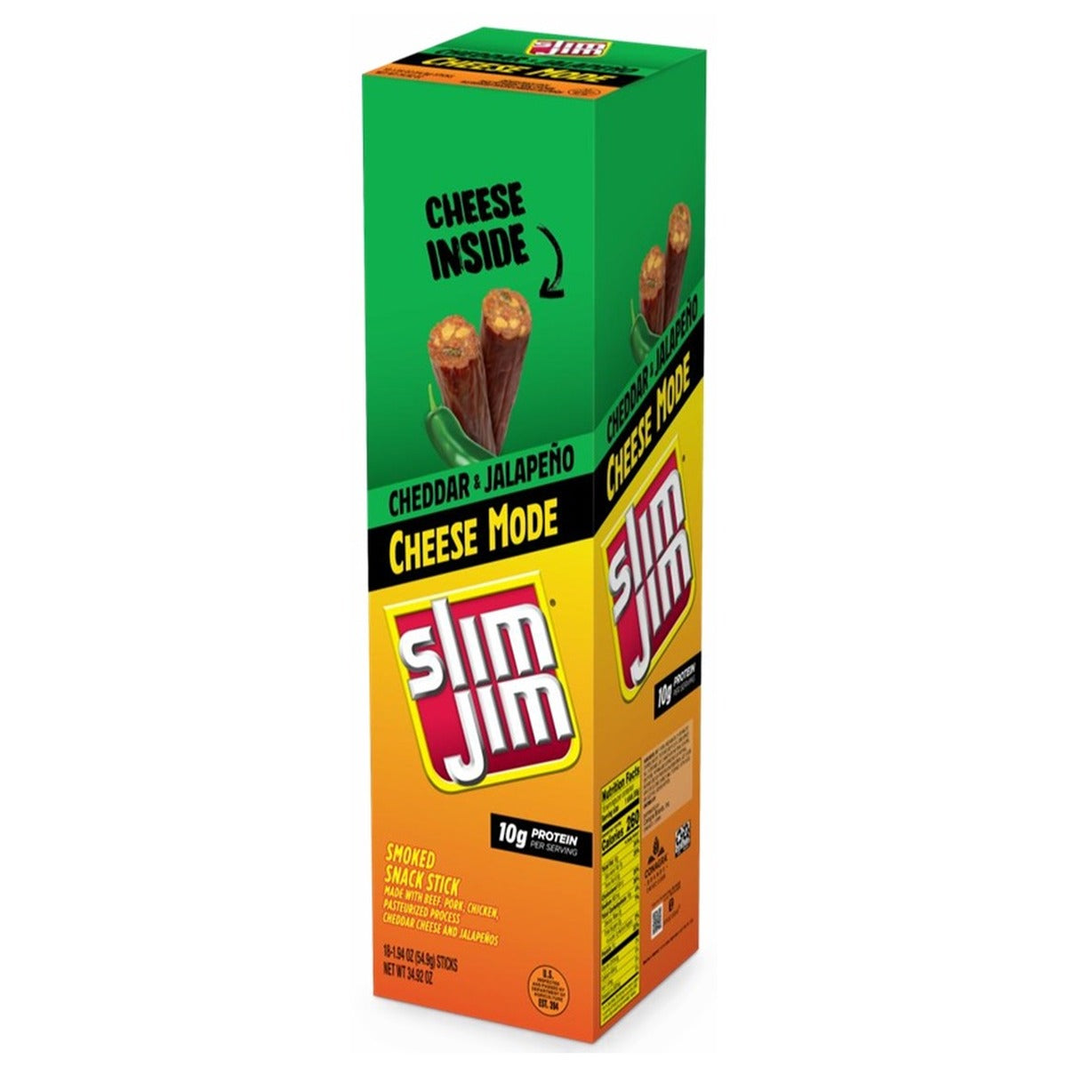 Slim Jim Giant Cheese Mode Cheddar & Jalapeno 1.94oz pack — full package