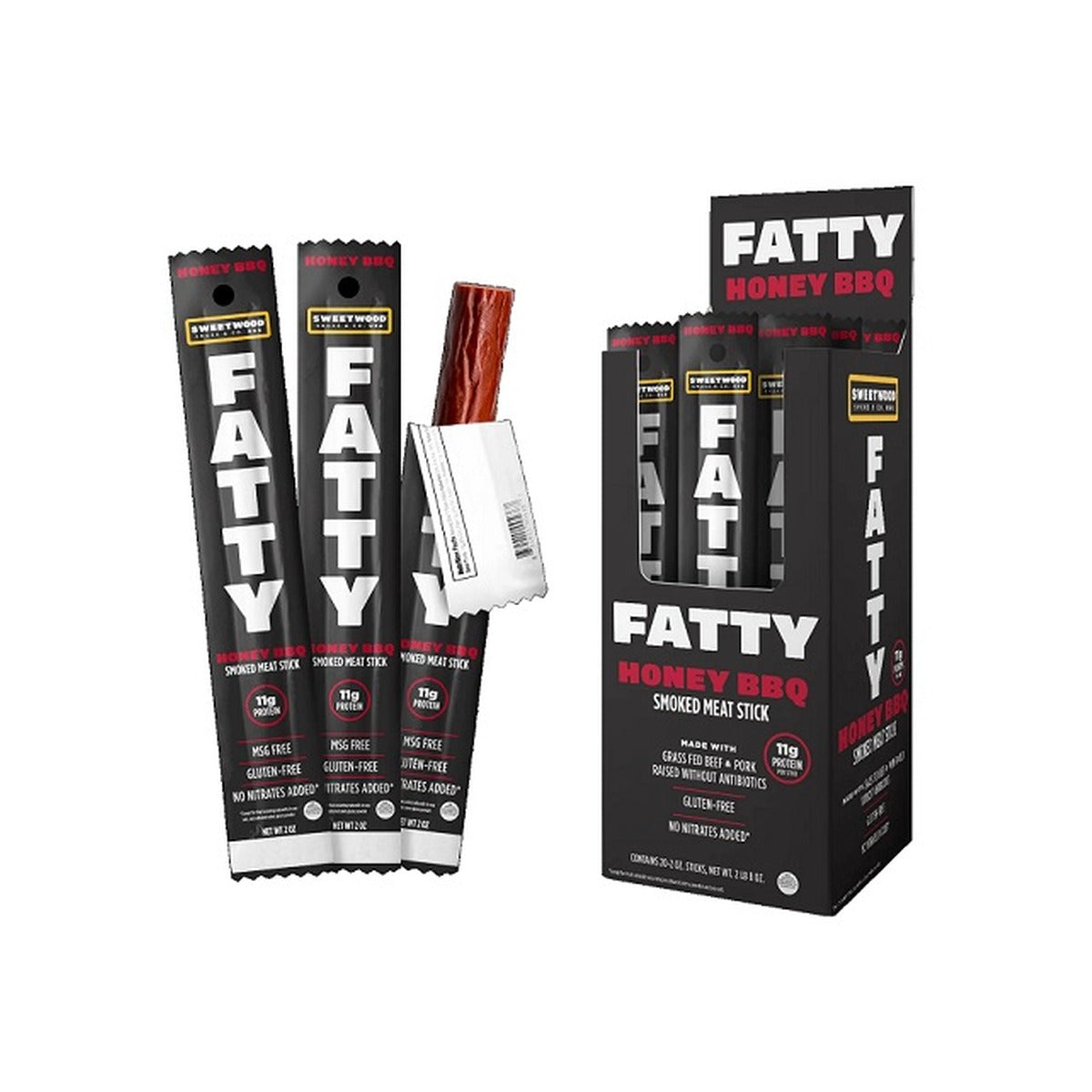 Fatty Meat Stick Honey BBQ 2oz pack — full package