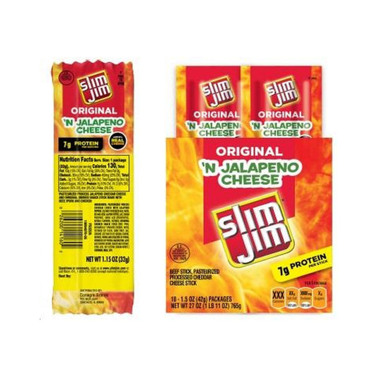 Slim Jim Original 'N Jalapeno Cheese 1.15oz pack — full package