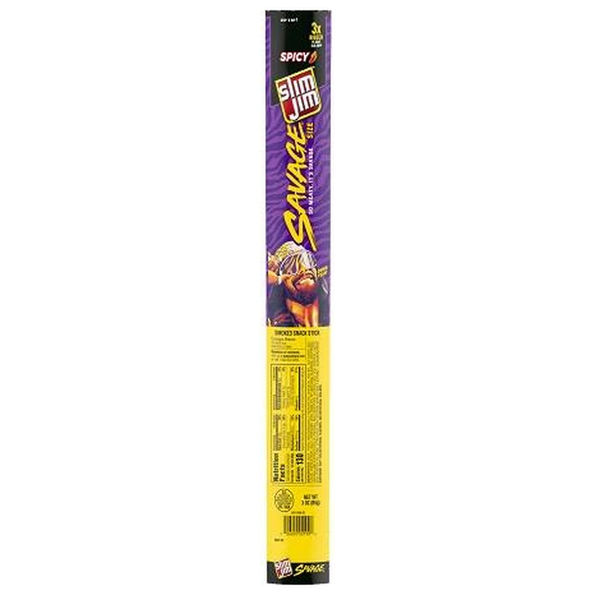 Slim Jim Savage Size Spicy 3oz pack — full package