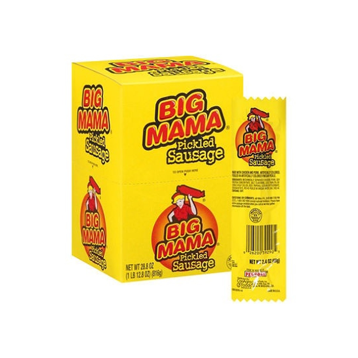 Big Mama Pickled Sausage 2.4oz pack — full package