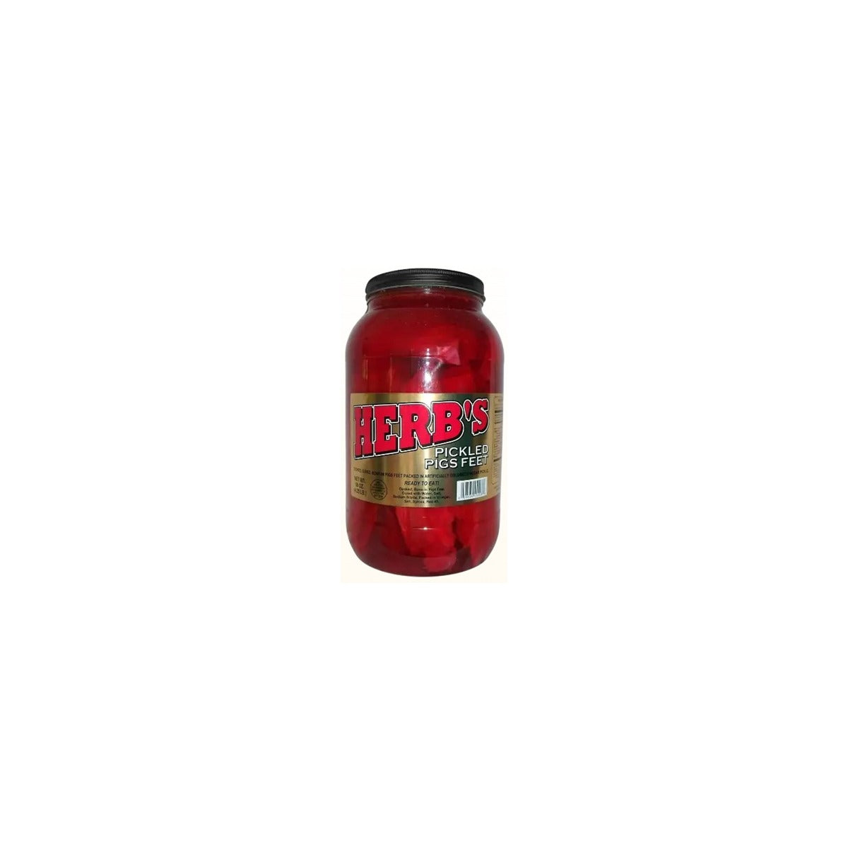 Herb's Pickled Pigs Feet 1 Gallon Jar pack — full package
