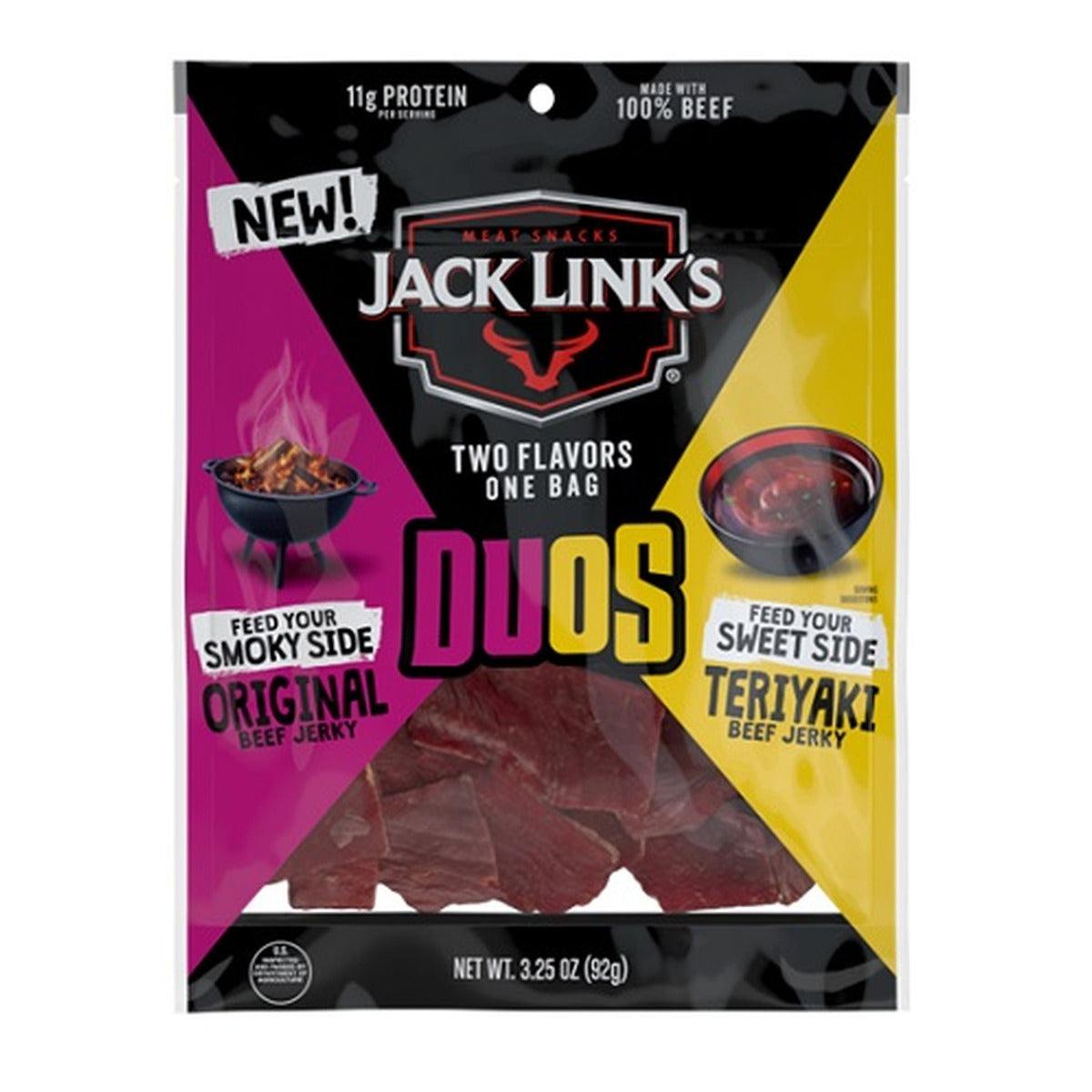 Jack Link's Duos Original & Teriyaki 3.25oz pack — full package