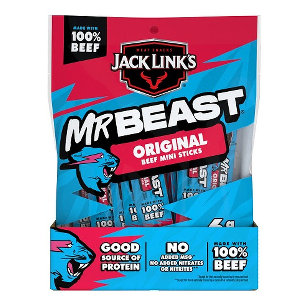 Jack Link's Mr. Beast Mini Sticks Original 8-Pack 4oz pack — full package