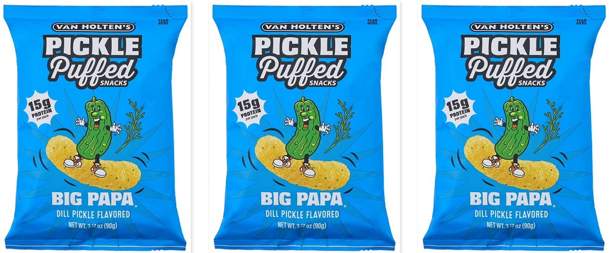 Van Holten's Pickle Puffs Big Papa 3.17oz 3-Pack — three single bags