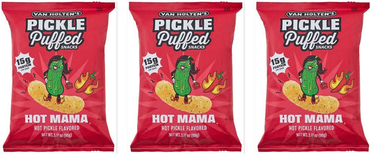 Van Holten's Pickle Puffs Hot Mama 3.17oz 3-Pack — three single bags