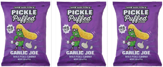 Van Holten's Pickle Puffs Garlic Joe 3.17oz 3-Pack — three single bags