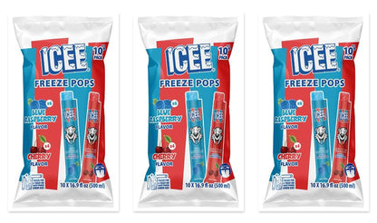 ICEE Freeze Pops Blue Raspberry & Cherry 10ct Bags — 3-Pack