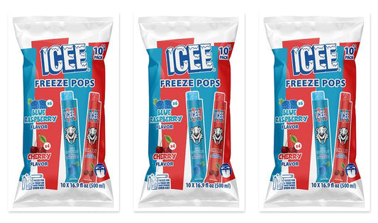 ICEE Freeze Pops Blue Raspberry & Cherry 10ct Bags — 3-Pack