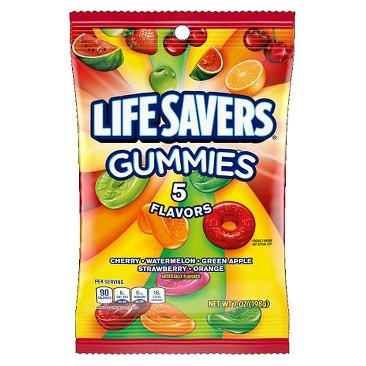 Life Savers Gummies 5 Flavors 7oz Peg Bag pack — full package