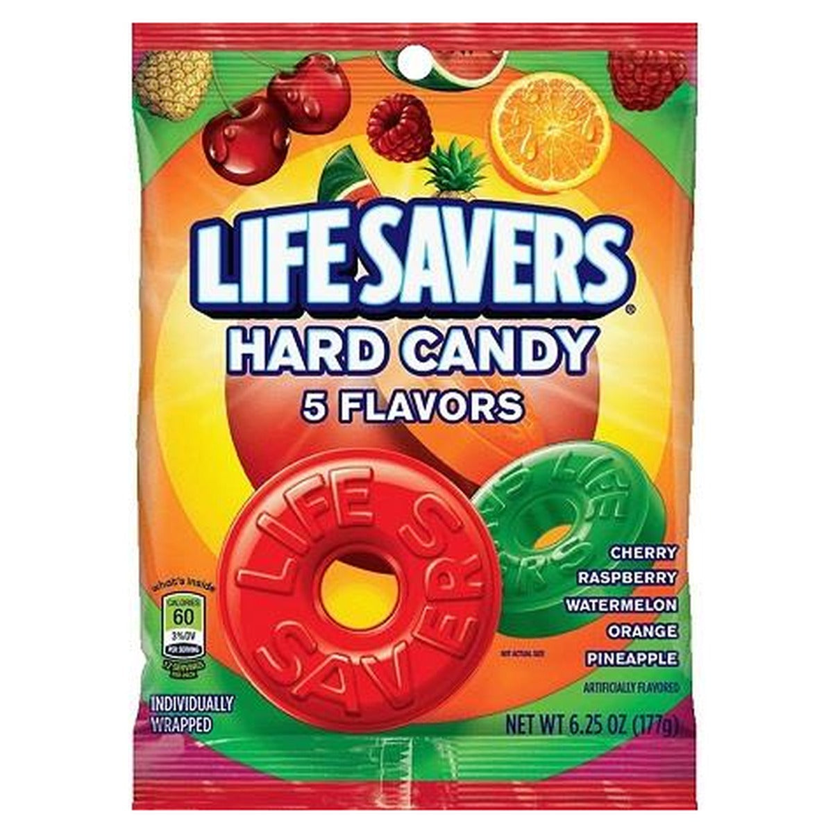Life Savers 5 Flavors 6.25oz Peg Bag pack — full package