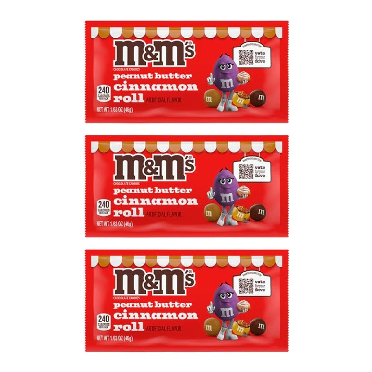 M&M's Peanut Butter Cinnamon Roll Limited Edition 1.63oz — 3-Pack