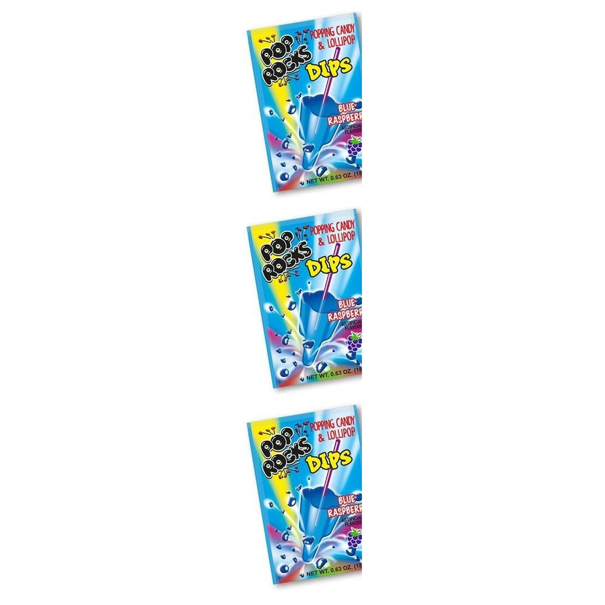 Pop Rocks Dips Blue Raspberry 0.63oz — 3-Pack