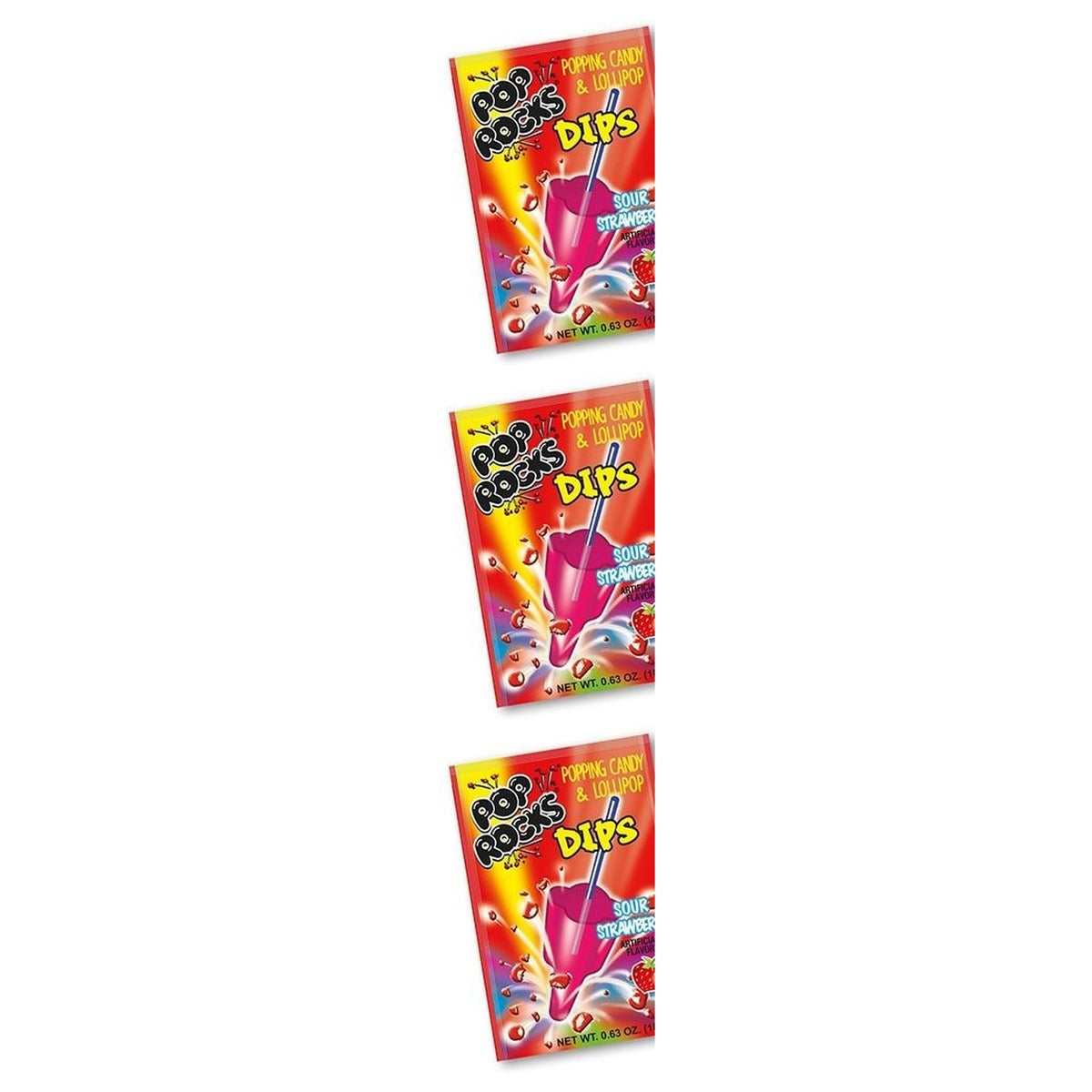 Pop Rocks Dips Sour Strawberry 0.63oz — 3-Pack