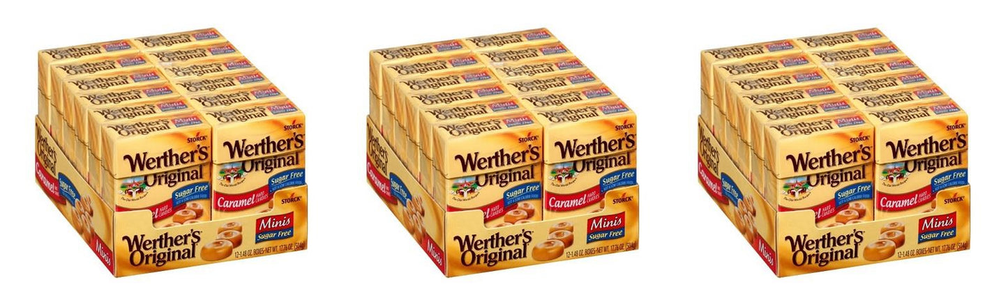 Werther's Original Sugar-Free Caramel Minis Flip Boxes 1.48oz — 3-Pack