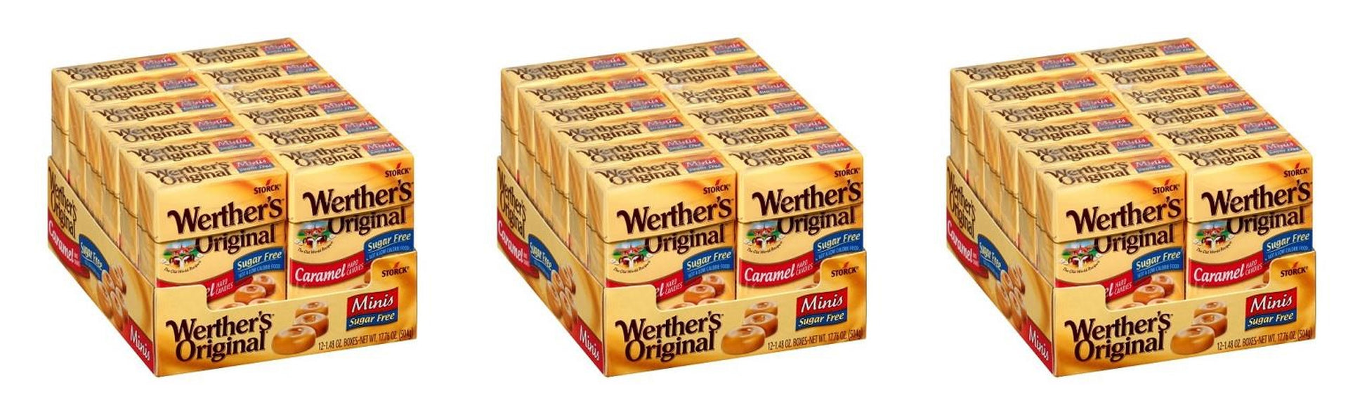 Werther's Original Sugar-Free Caramel Minis Flip Boxes 1.48oz — 3-Pack
