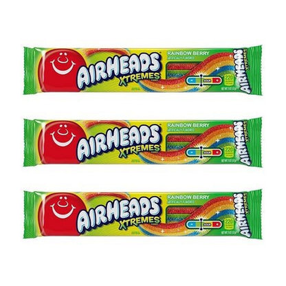 Airheads Extremes Sour Belts Rainbow Berry 2oz — 3-Pack