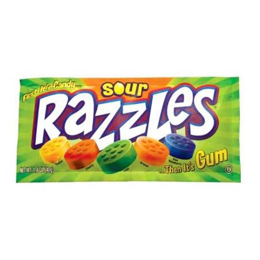 Razzles Sour Candy Gum 1.4oz 24ct — full package