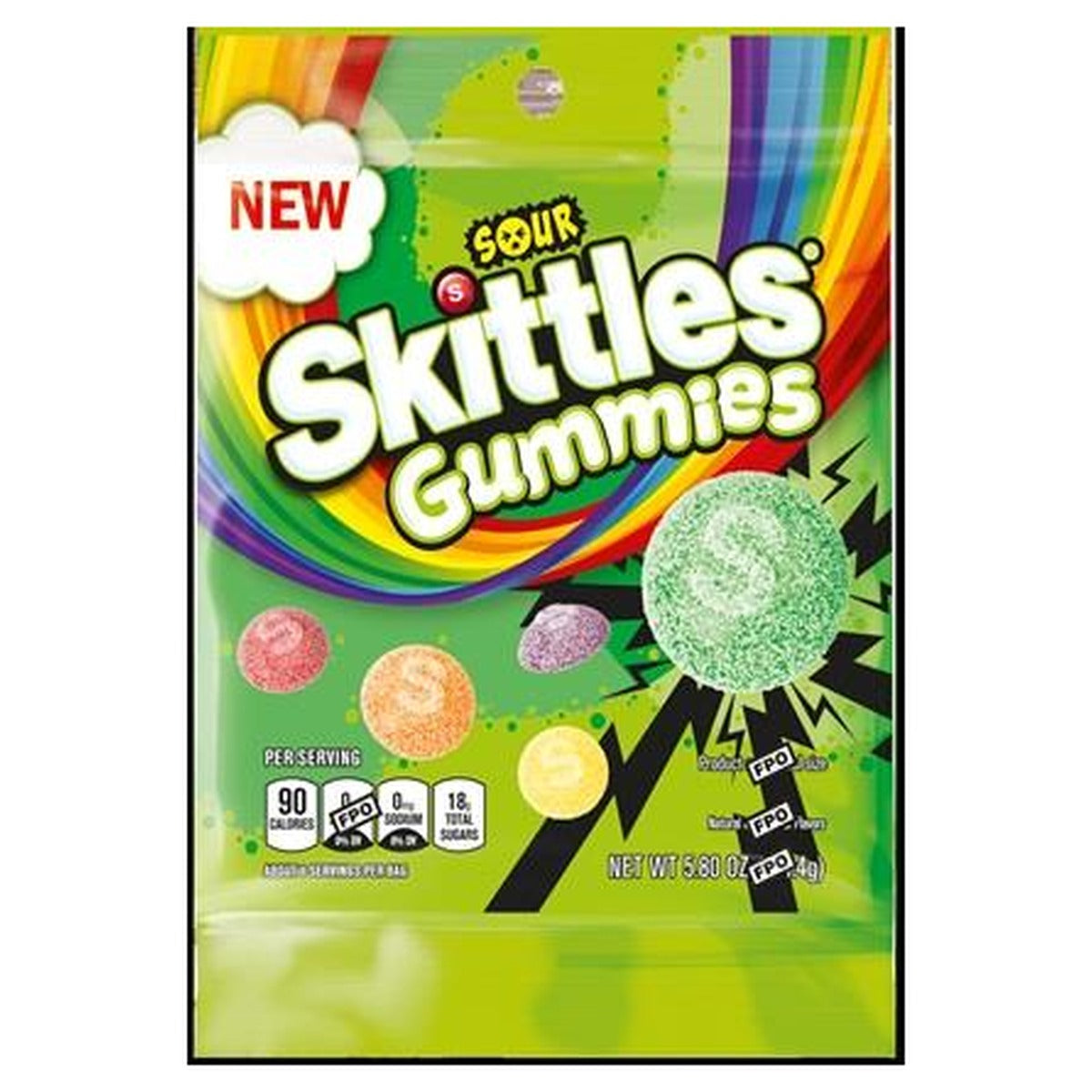 Skittles Gummies Sour 5.8oz Peg Bag pack — full package