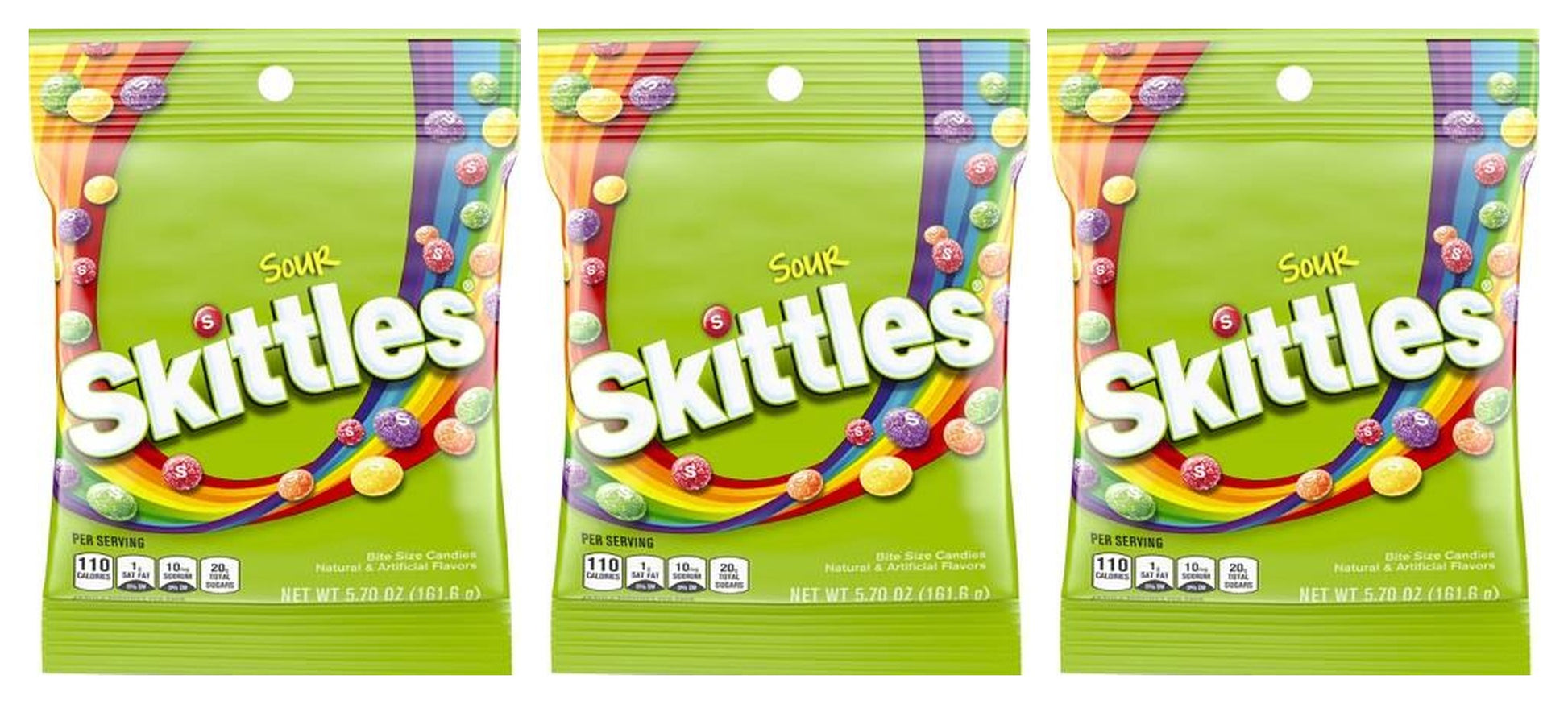 Skittles Sour 5.7oz Peg Bags — 3-Pack