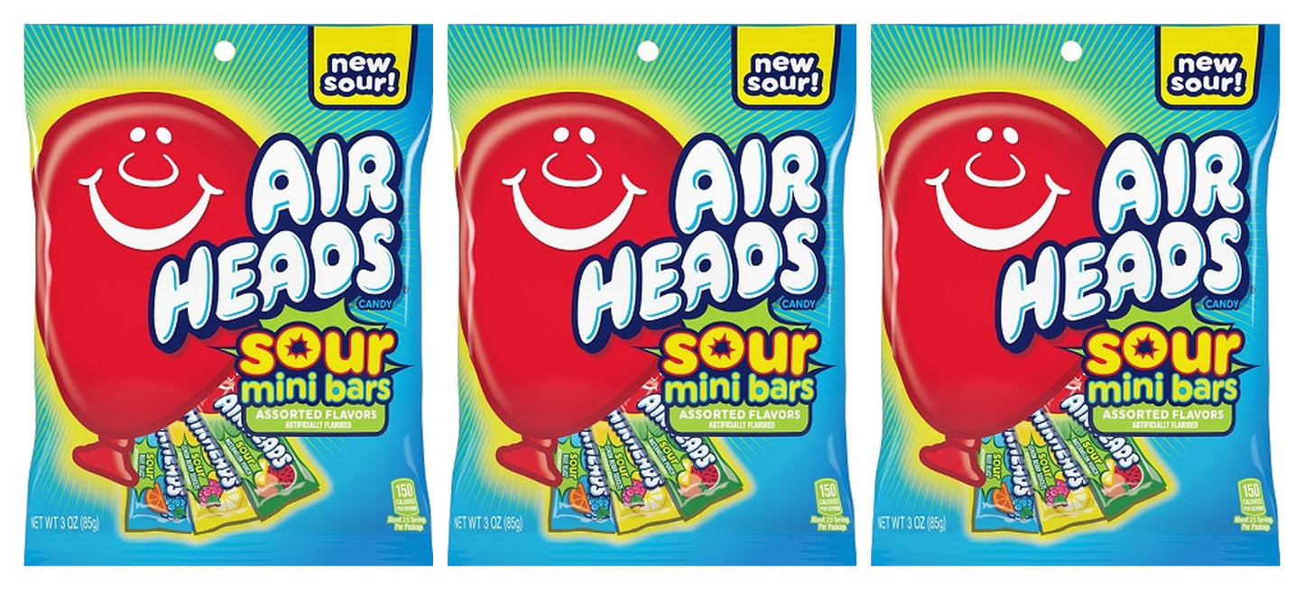 Airheads Sour Mini Bars Peg Bags 3oz — 3-Pack